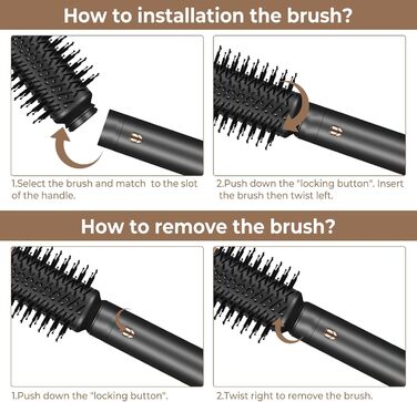 UKLISS Hairstyler 6 в 1 Airbrush: Професійний набір для укладки волосся - 1000W | Фен-щітка, плойка, брашшін, стайлер для всіх типів волосся | Срібно-золотий (Класичний чорний)