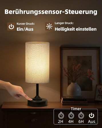 Світлодіодна настільна лампа EZVALO з сенсорним димером, акумуляторна (4000mAh), USB-C, тепле світло 2700K, чорна - 1 шт.