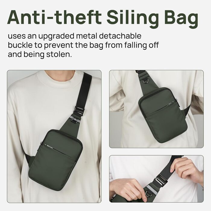 Сумка на груди Broadream: водонепроникна, для чоловіків та жінок, з RFID-блокуванням, для спорту та туризму (A-зелений)