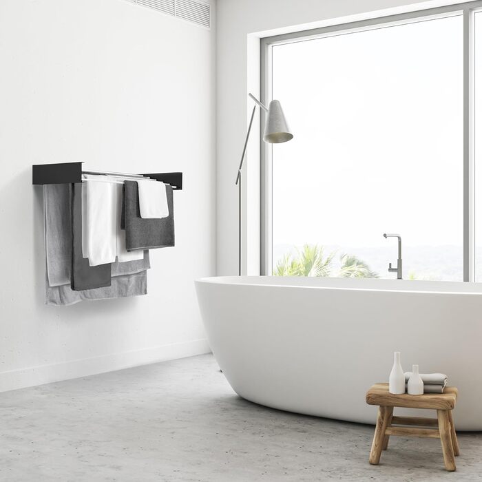 Настінна сушарка для білизни, розсувна, чорна, 70 см