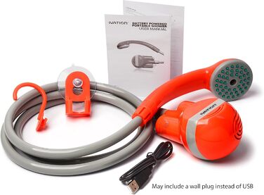 Portable Outdoor Camping Shower, Battery Powered - Compact Hand Shower with Rechargeable Camping Shower and Pump, Pumps Water from Bucket into a Consistent, Gentle Shower Stream