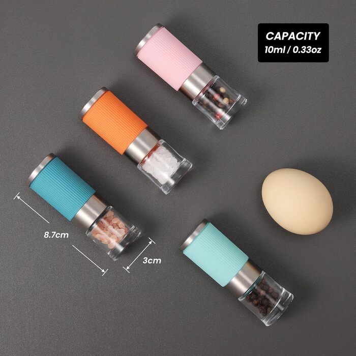 Набір для солі та перцю Vevok Chef Mini 2 шт. з регульованою керамічною млинкою, для кухні, кемпінгу, подарунок (Помаранчевий)