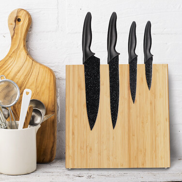 Relaxdays Magnetic Bamboo Knife Block