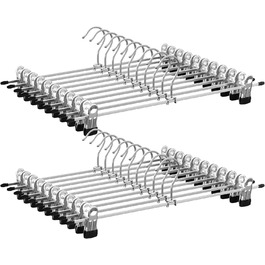 Набір вішалок для штанів SONGMICS (20 шт.), 40 см, чорно-срібні, з регульованими кліпсами