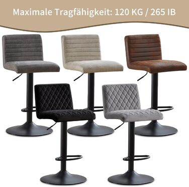 JYMTOM Set of 4 Adjustable Bar Stools with Swivel Seat - Velvet Upholstered Counter Stools for Bar, Kitchen, Bistro, Cafe & Dining Room (Gray)
