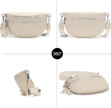 Сумка на пояс жіноча бежева через плече середнього розміру Crossbody Bag з відділенням для карт та 2 ремінцями A-beige