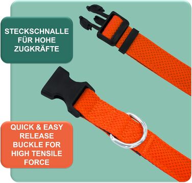 Преміум нашийник для собак DEY Air Mesh | Регульований | для малих, середніх та великих собак | багато кольорів та розмірів | нашийник для собак та котів | нашийники для собак | нашийник для цуценят | Рожевий, M ([XS/S] - 1,5 x 21-30 см, Оранжевий)