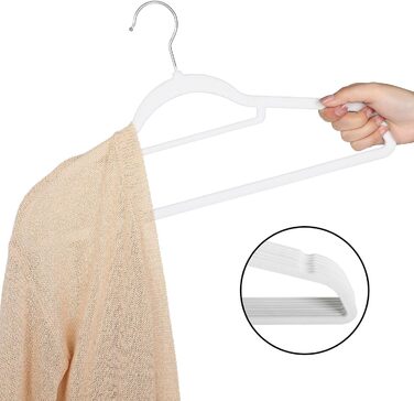 Набір вешалок для одягу SVITA (10 шт.) - вешалки для костюмів, антиковзаючі, з оксамиту, білі
