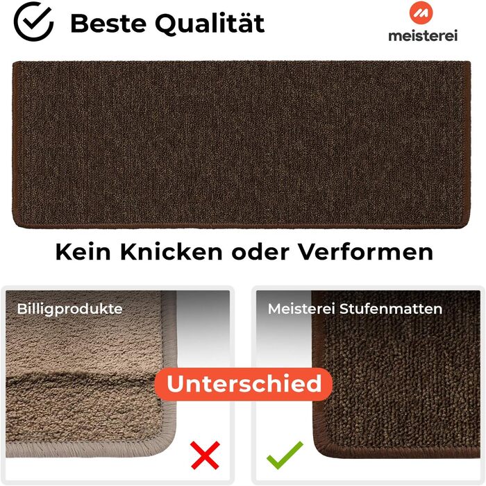 Сходинкові килимки Casa Pura London, 15 шт., 11 кольорів, антиковзаючі, міцна фіксація, кутова рейка, темно-коричневий