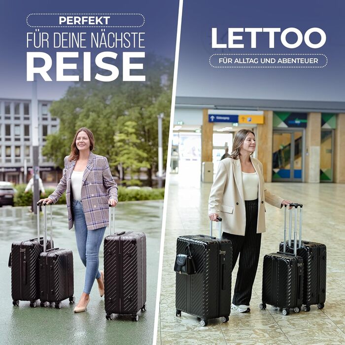 Чемодан дорожній 120L (75x50x33) з колесами - міцний тріумф, з кишенею для ноутбука та захистом кутів (XL, Чорний, 3-Set (20, 24, 28 дюймів))