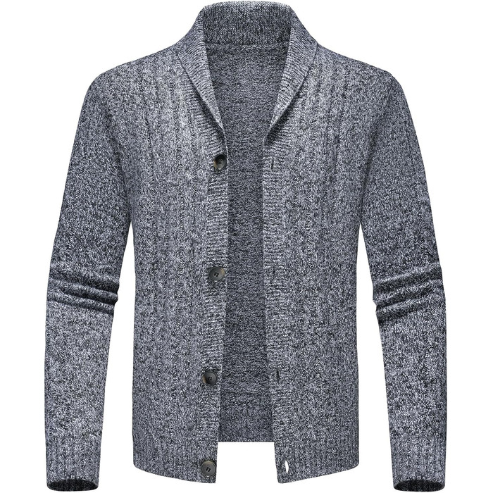 Чоловічий в'язаний пуловер з коміром-стійкою, однорядний, стильний в'язаний жакет для осені та зими (темно-сірий, S)