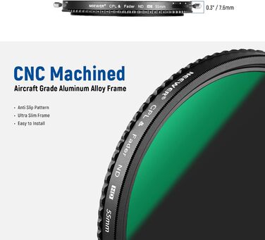 Фільтр ND2-ND32 та CPL 82 мм Neewer (2-в-1) – поляризаційний, нанопокриття, HD скло, водовідштовхувальний, стійкий до подряпин