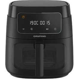 Аерофритюрниця Grundig FRY 7320, 7,6 л, 1750 Вт, сенсорний дисплей, велике оглядове вікно, регулювання температури і часу, антипригарне покриття, кошик для посудомийки, чорна