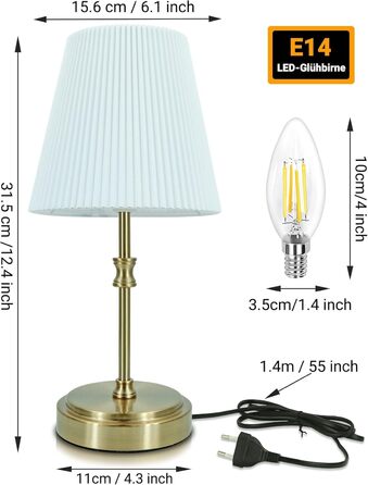 Настільна лампа Touch з регулюванням яскравості, 31.5 см, золото. Ідеально для спальні, вітальні, як подарунок на Різдво.