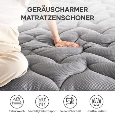 Sonive Soft Mattress Topper 90x200 cm, Quilted Mattress Protector Covers, Nanotex, 30 cm Deep Pocket, Non-Slip, Breathable, for Children, Grey