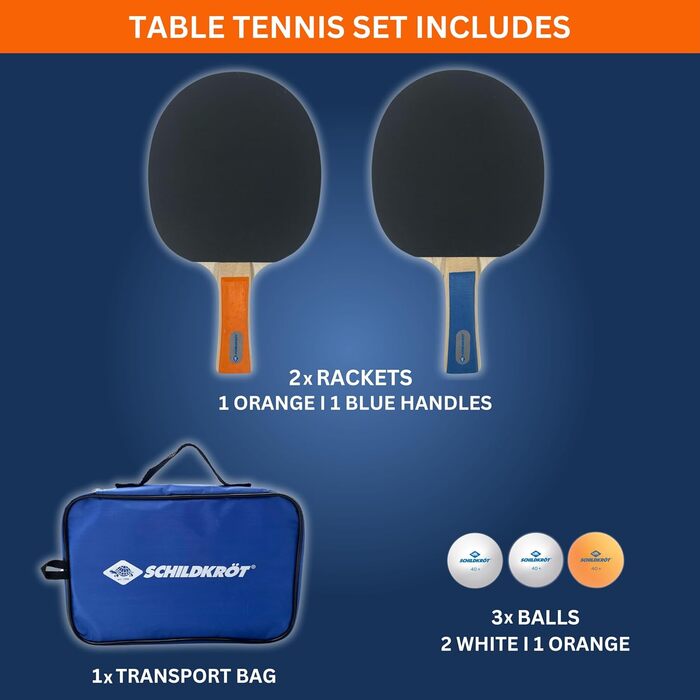 Набір для настільного тенісу Donic-Schildkröt Hobby для 2 гравців (2 ракетки, 3 м'ячі, у футлярі), 788602
