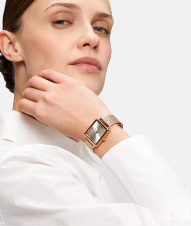 Жіночий годинник Tamaris з квадратним корпусом та металевим або шкіряним ремінцем (Roségold Square / mesh)