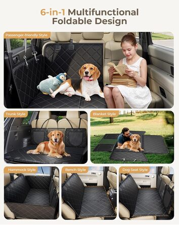 Килимок для собак у машину з жорсткою основою | Водонепроникний, антиковзний, захист від подряпин | 6-в-1, XXL, з ременями безпеки