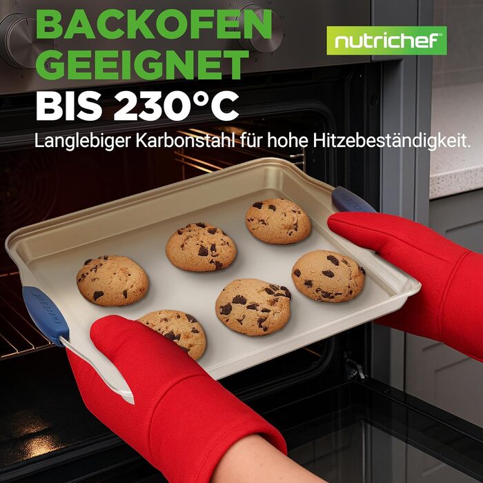 Набір форм для випічки NutriChef 6 шт. – дека для випічки, форма для мафінів, кексова форма з антипригарним покриттям, термостійка до 230°C, складна з силіконовими ручками з вуглецевої сталі – ідеально підходить для тортів, хліба та мафінів