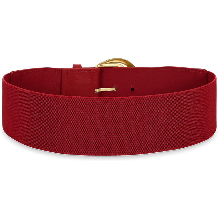 Жіночий широкий пояс-кулісок WHIPPY, еластичний, з золотистою пряжкою, 110 см, розмір талії 94-114 см (Червоний(золото))
