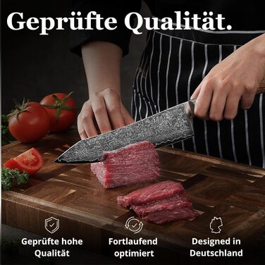Ніж Wakoli EDIB Pro Kiritsuke Дамаск (VG10) 20 см – Кухонний ніж для нарізки, подарункова коробка