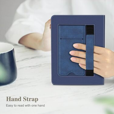 Чохол Fintie для Kindle Paperwhite 12-го покоління (2024/2025) з підставкою, петлею та авто-сон/пробудження, чорний (Denim Indigoblau)
