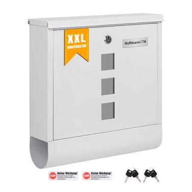 Поштовий ящик Zedelmaier XXL з нержавіючої сталі, індивідуальне гравіювання, 35x35 см, 4 ключі, для листів B5/C4, RAL 7016 Anthrazit