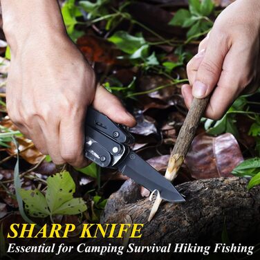 RoverTac Multitool Pocket Knife Tool Gifts: 18-in-1 Multifunction Tool Camping Accessories, Multitools Folding Knife Pliers Scissors Saw Corkscrew Bottle Opener, 9-Pack with Nylon Sheath