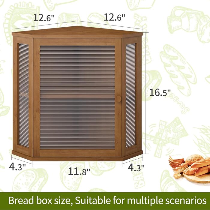 Браун Box Eck-Brotkasten для кухні, на стільницю, двошаровий, бамбук, чорний, великий об'єм