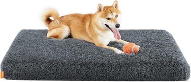 Feandrea Dog Bed, Orthopedic Dog Cushion, padded with egg foam, removable and washable cover, size M, for small and medium dogs, 80 x 50 x 8 cm, PGW211G02 (L 110 x W 73 x H 10 cm, Dark Grey)