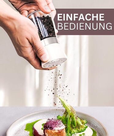 Мельниця для солі та перцю Hannah's Homebrand з керамічним механізмом - міцна для великої солі, без вмісту (Сніжинка, 2 шт.)