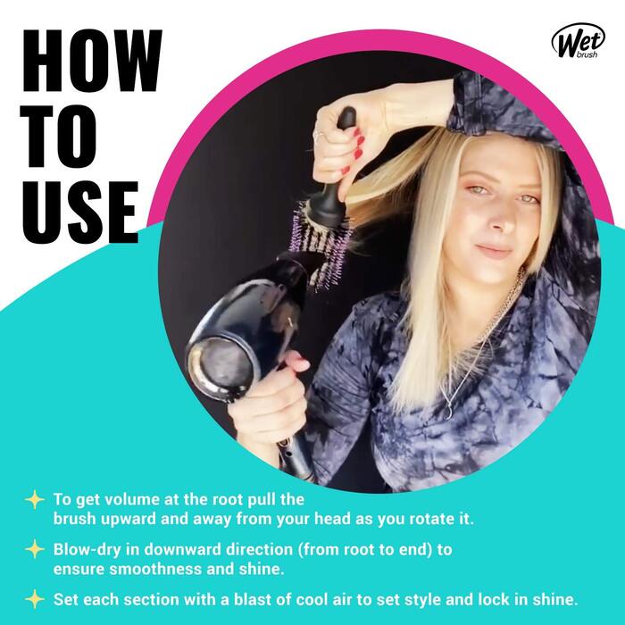 Кругла щітка Wet Brush для випрямлення та укладки волосся, підходить для всіх типів волосся, ідеальне сушіння з меншим пошкодженням, відкритий дизайн для швидкого сушіння, чорна