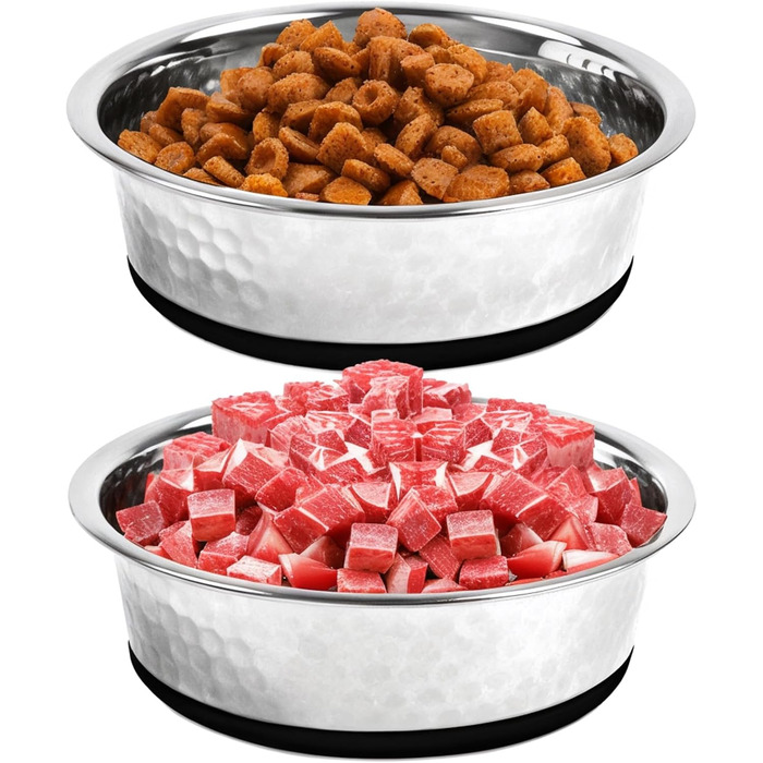 Набори мисок для собак великих, середніх та малих порід, 2 шт. з нержавіючої сталі з антиковзним силіконом, 22 см