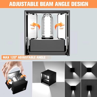 Настінні світильники YrgePowk 2 шт. з LED лампочками G9, IP65, чорні, регульовані, 3000K/6000K