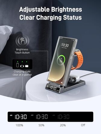 Бездротовий зарядний пристрій MagSafe 3-в-1 для Samsung Galaxy Fold/Flip, S24/S25 Ultra, Watch Ultra/8/7/6, Buds 3/3 Pro (Білий/Сірий)