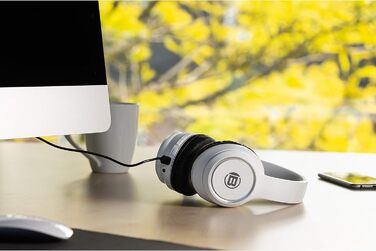 Навушники Bresser Bluetooth Over-Ear з мікрофоном для геймінгу та дзвінків, 3.5 мм, білі