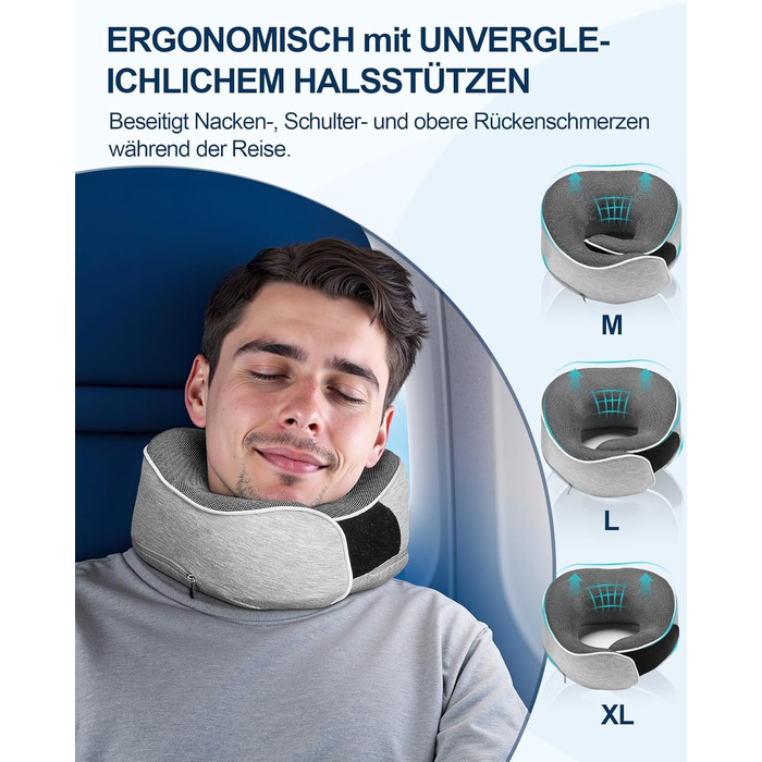 Подушка для шиї у подорожах: ортопедична, з memory foam, для дорослих та дітей, з маскою для сну та навушниками, якісний чохол