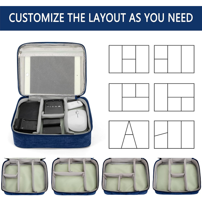 Водонепроникний органайзер для електроніки 2-х шаровий, 27x20x8 см (Темно-синій)