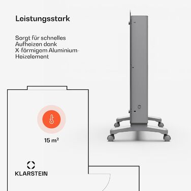 Конвектор Klarstein Bansin Crystal Smart: 1500 Вт, настінний/підлоговий, LED-дисплей, керування через додаток, енергоефективний, захист від перегріву та замерзання, блокування від дітей, для вітальні