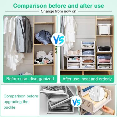 THATSRAD 3-Tier Drawer Box Closet Drawer Boxes Stackable Shelf for Closet Interior Foldable Storage Boxes Drawer White Stackable Drawers for Clothes Bedroom Kitchen Bathroom