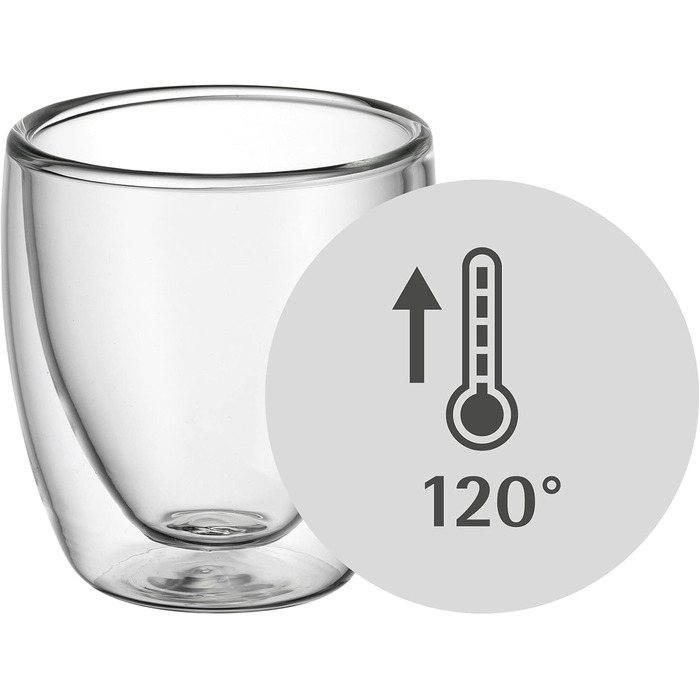 WMF Culture Double-Walled Espresso Cups Glass Set, 6-Piece, Double-Walled Glasses 80ml, Floating Effect, Thermoglass, Heat-Resistant Espresso Glass