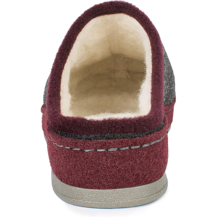 Жіночі фетрові домашні тапочки Schawos Lisa, теплі, з підкладкою з шерсті, з устілкою, міцна підошва, неслизькі, 39 EU, Бордовий