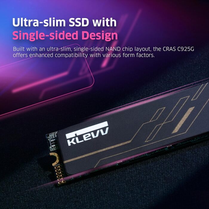 SSD KLEVV CRAS C925G 2TB M.2 NVMe PCIe Gen4x4 з графеновим радіатором для геймінгу, сумісний з PS5, до 7400 МБ/с