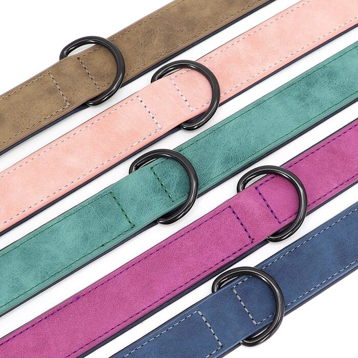 Нашийник для собак Didog з м'якої шкіри, регульований, з нержавіючою металевою застібкою, L (33-43 см, 10-20 кг, Колір: Коричневий)