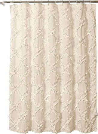 Штора для ванної Lush Decor, Шabby Chic, дизайн у стилі ферми, 182.9 x 182.9 см, слонова кістка/світло-жовтий