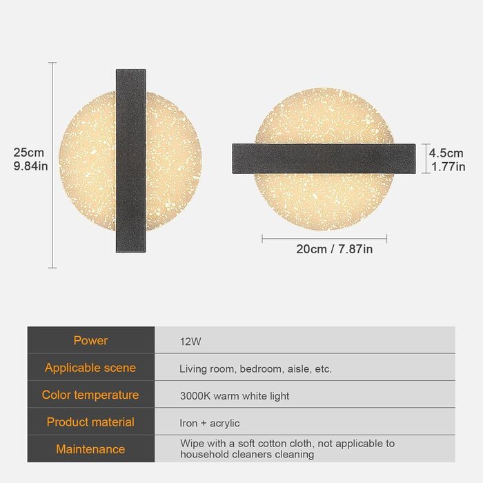 DELIPOP Настінне LED-світильник Wandleuchte, 12W, 3 кольори (тепле/холодне/нейтральне) світло, креативний дизайн, золото, для спальні, вітальні, коридору, сходи, чорний, 3000K
