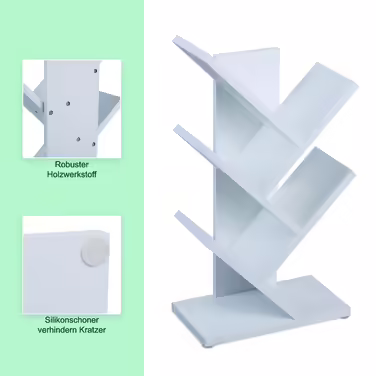 Relaxdays White Bookshelf in Tree Shape