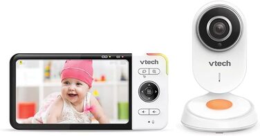 Vtech VM901-1W WiFi камера, дитячий відеомонітор з 5-дюймовим HD-дисплеєм, поворотна камера 1080P, мобільний додаток, широкий кут огляду 120°, сумісність з iOS та Android