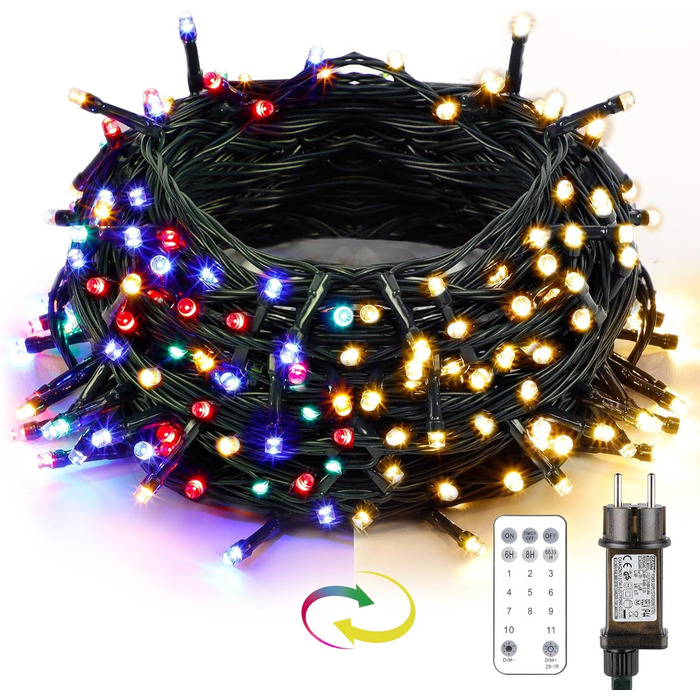 Льорочка MAGGIFT з 200 LED для прикраси дому та саду. Вологостійка гірлянда з таймером, диммуванням та пультом, 30 метрів, тепле біле світло