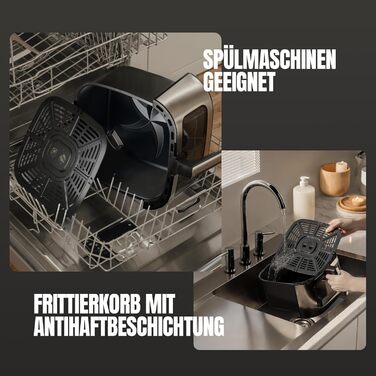 Фритюрниця повітряна HEINRICHS 9L XXL з LED-дисплеєм, 10-в-1, 1800W, без жиру, з таймером, сенсорне управління, для кухні